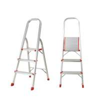 3 Steps Aluminum Folding Step Ladder with Safety Rail